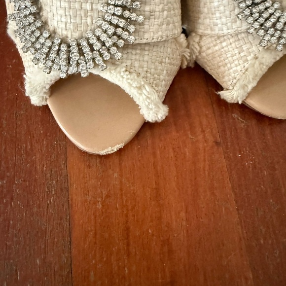 Alexandre Birman Madelina Raffia Crystal Mule Cream Sandals with Studded Accents - Picture 6 of 6